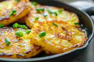 Photo des pommes de terre frites maison pour le petit déjeuner ou n'importe quel repas délicieux