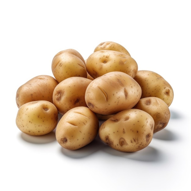 Pommes de terre isolées sur fond blanc AI générative
