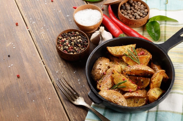 Pommes de terre sautées sur papier sulfurisé portion rustique