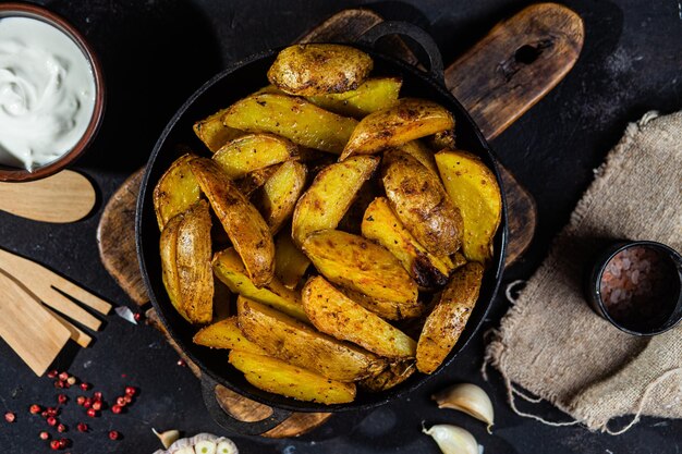 pommes de terre sautées Pomme de terre rustique à l'ail et aux épices