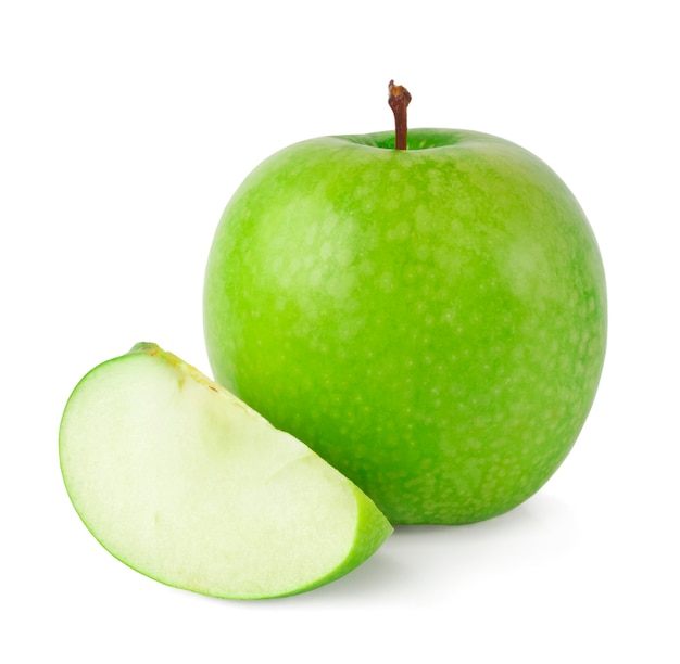 Pommes vertes sur fond blanc