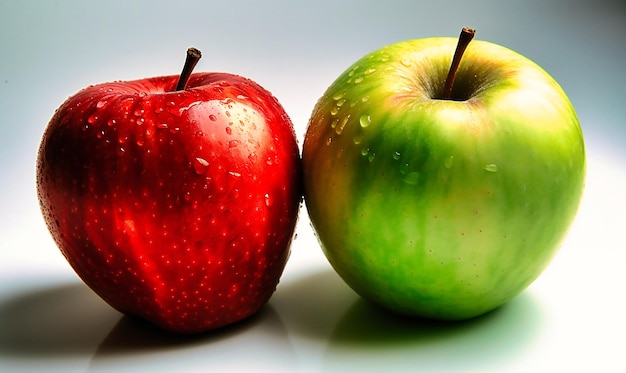 Pommes vertes et rouges sur le fond blanc photos stock