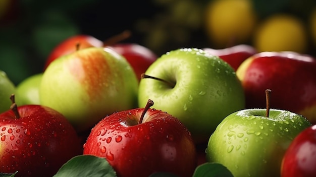 Les pommes vertes et rouges sont délicieuses