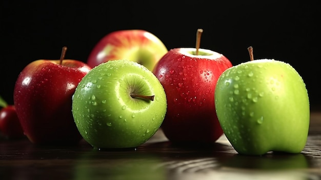 Les pommes vertes et rouges sont délicieuses