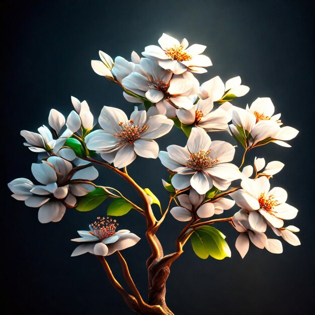 Un pommier en fleurs avec des fleurs blanches brillantes au début du printemps