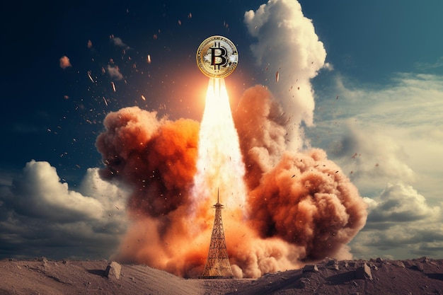 Pompage et lancement d'une fusée Bitcoin sur la lune