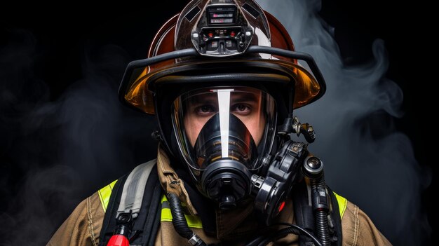 Un pompier en uniforme avec un casque.