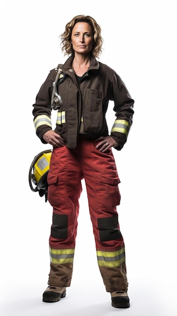 Photo un pompier vêtu d'un uniforme de pompier et d'un uniforme de pompyer