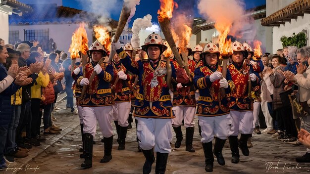 Pompiers au festival traditionnel d'Espagne