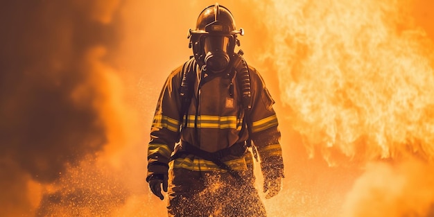 Pompiers combattant un incendie Generative Ai