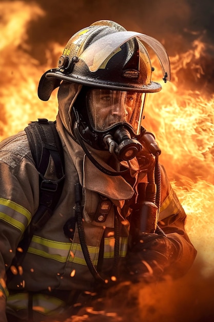 Pompiers sur le fond du feu