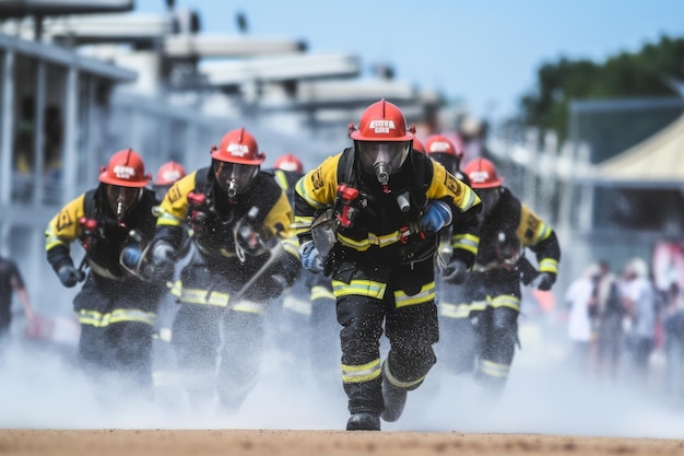 pompiers en uniforme dans le stade lors de l'événement de football Generative AI