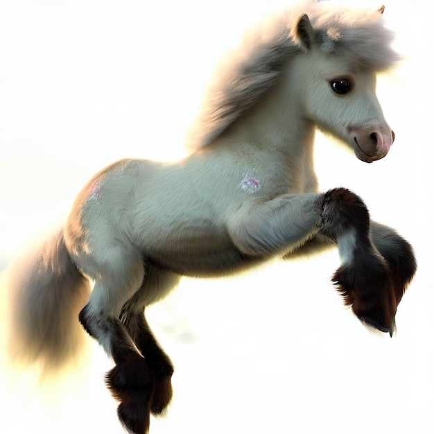 Un poney blanc avec un autocollant qui dit "je suis une licorne"