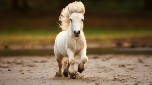 Le poney galopait sur le sol