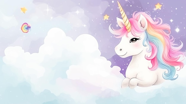 Poney mignon de dessin animé de fantaisie de licorne