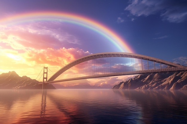 Photo le pont de l'arc-en-ciel reliant deux royaumes de l'amour octan 00088 01