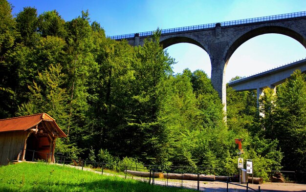 Pont en arche sur la rivière contre le ciel