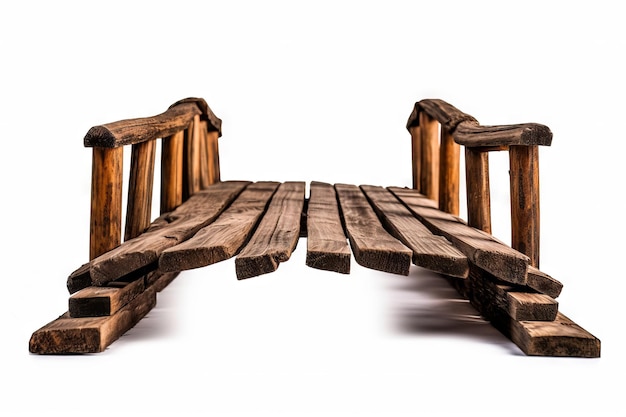 Photo un pont en bois avec des escaliers et des escaliers