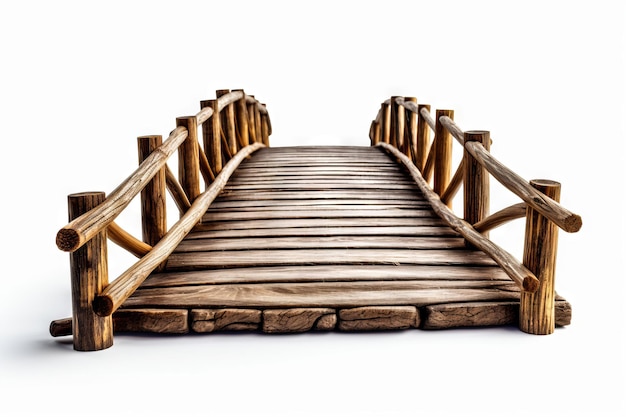 Un pont en bois avec un fond blanc