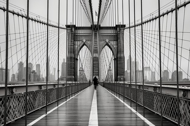 Photo le pont de brooklyn à new york avec un ciel bleu