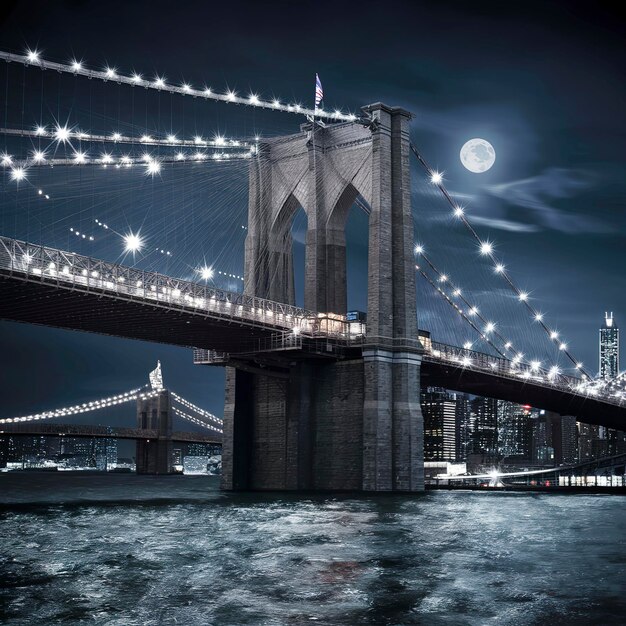 Le pont de Brooklyn la nuit