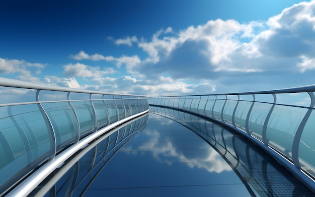 Un pont avec un ciel bleu et des nuages