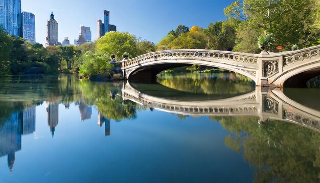 Photo le pont avec l'eau bleue