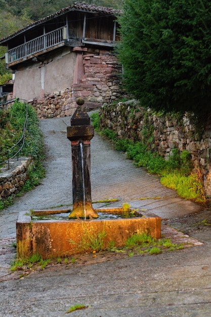 Pont d'eau potable dans la ville de Vacarcel à Somiedo - Asturies.