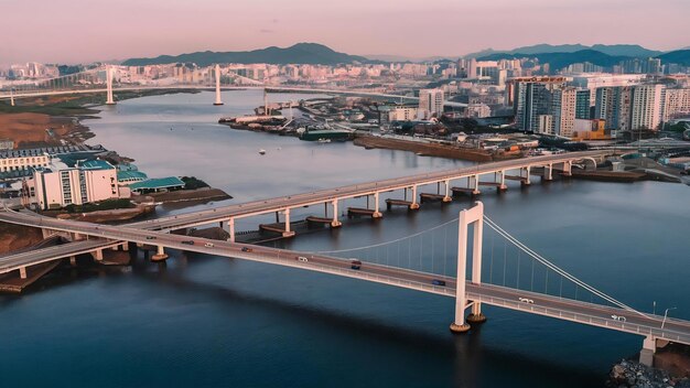 Le pont Gwangan dans la ville de Busan en Corée du Sud