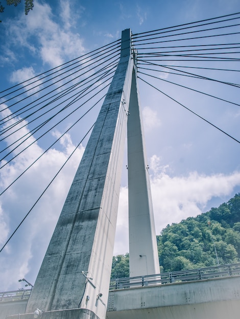 Photo pont à haubans à sotchi, russie sur la route de krasnaya polyana.