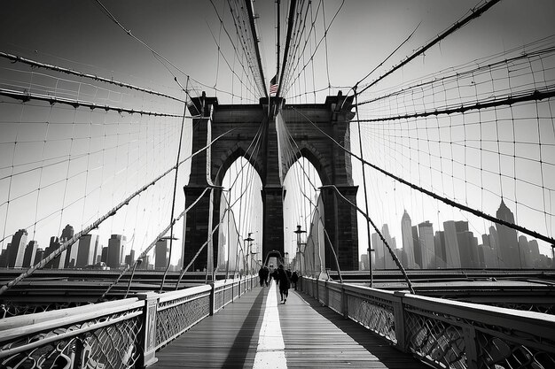 Photo le pont historique de brooklyn à new york en couleurs très contrastées