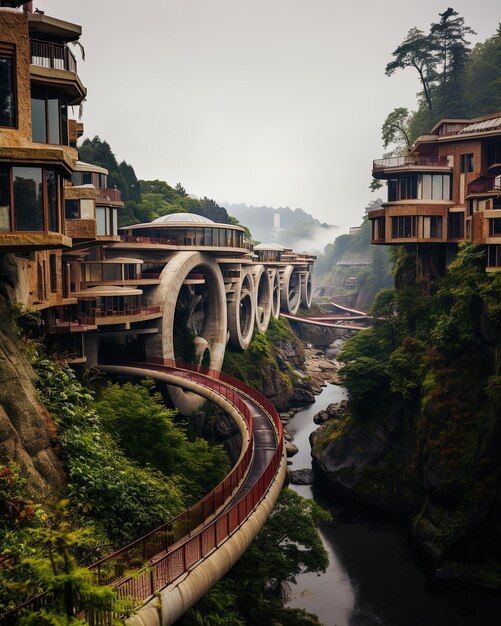 Photo un pont sur lequel un train passe.