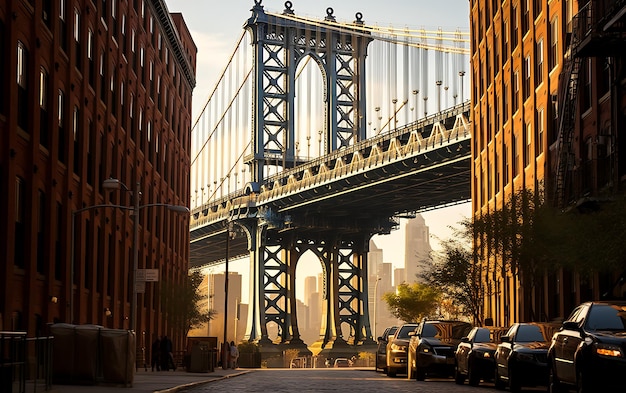 Le pont de Manhattan au crépuscule New York États-Unis