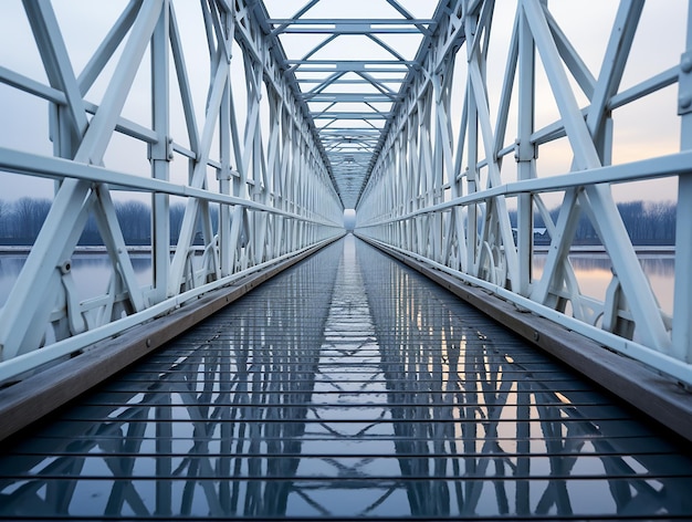 Le pont métallique de symétrie minimaliste en harmonie