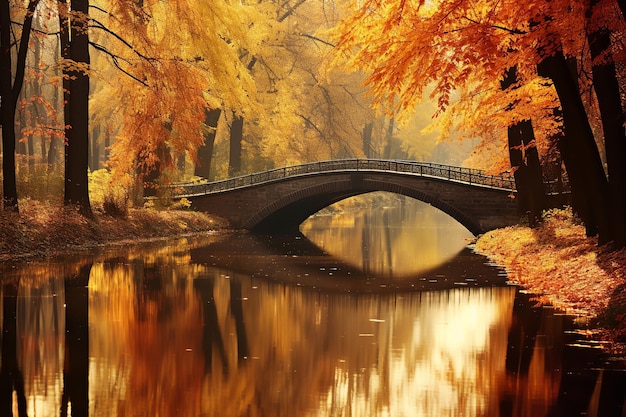 Pont panoramique sur la rivière Autumn