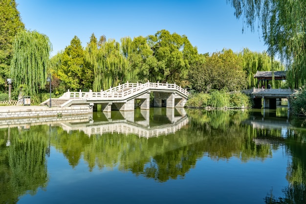 Photo pont de pierre du lac daming, jinan