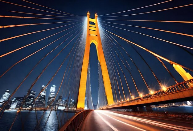 Photo un pont avec un pont jaune qui dit le nom du pont