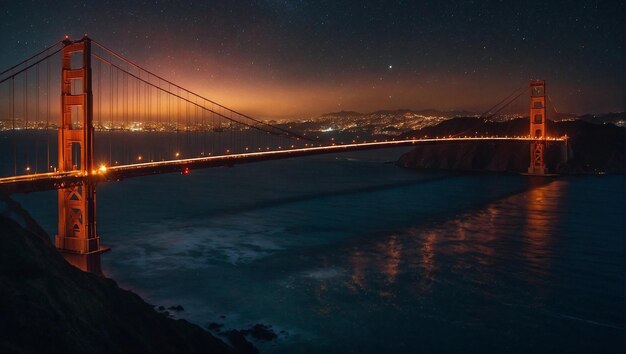 Le pont de la porte d'or la nuit