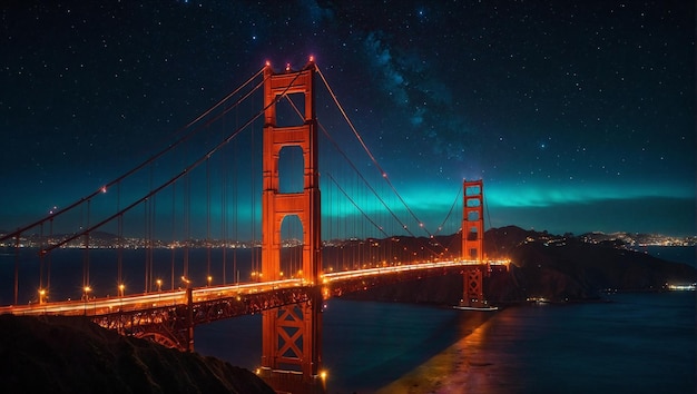 Le pont de la porte d'or la nuit