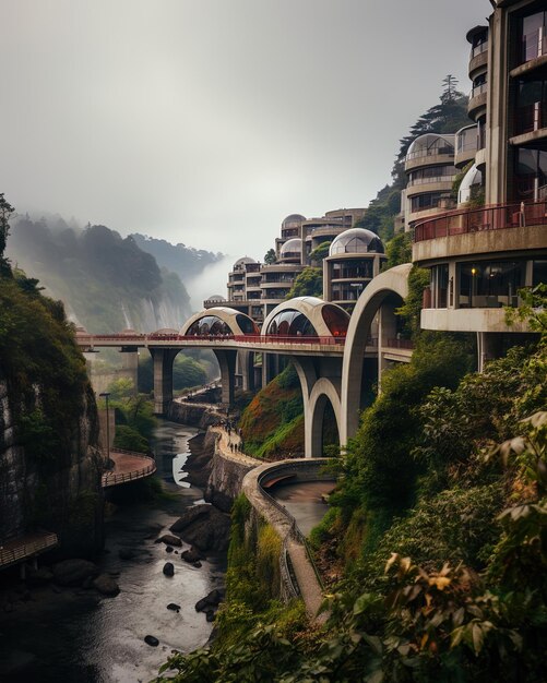 Photo un pont qui a un pont qui dit cascade sur lui