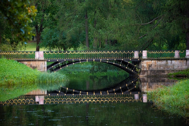 Un pont sur une rivière dans le parc