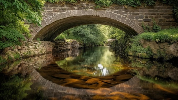 Un pont sur une rivière avec le mot pont dessus