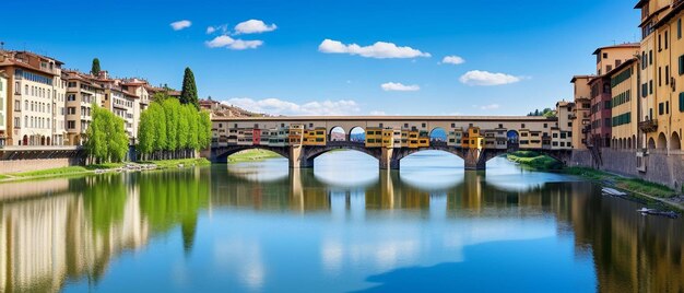 Photo un pont sur une rivière avec un pont en arrière-plan