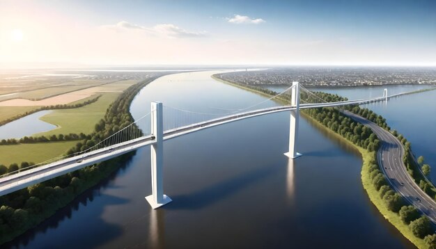 Photo un pont sur une rivière avec une vue sur la ville