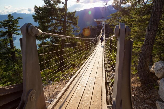 Pont suspendu au sommet d'une montagne à Squamish