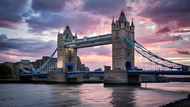 Photo le pont de la tour de londres au coucher du soleil sur la tamise