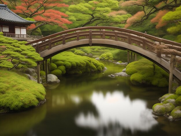 Photo le pont traditionnel dans la culture japonaise