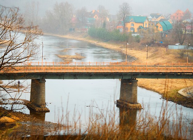 Pont de transport au printemps paysage fond hd