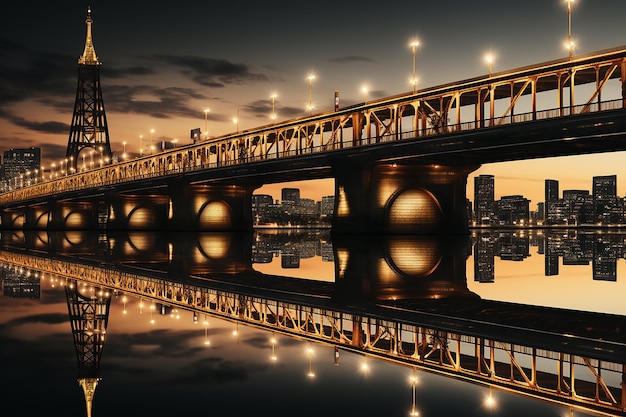 Le pont de la ville la nuit.