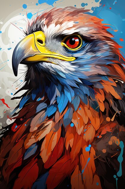 Pop d'art vectoriel de la tête de l'aigle coloré génératif IA